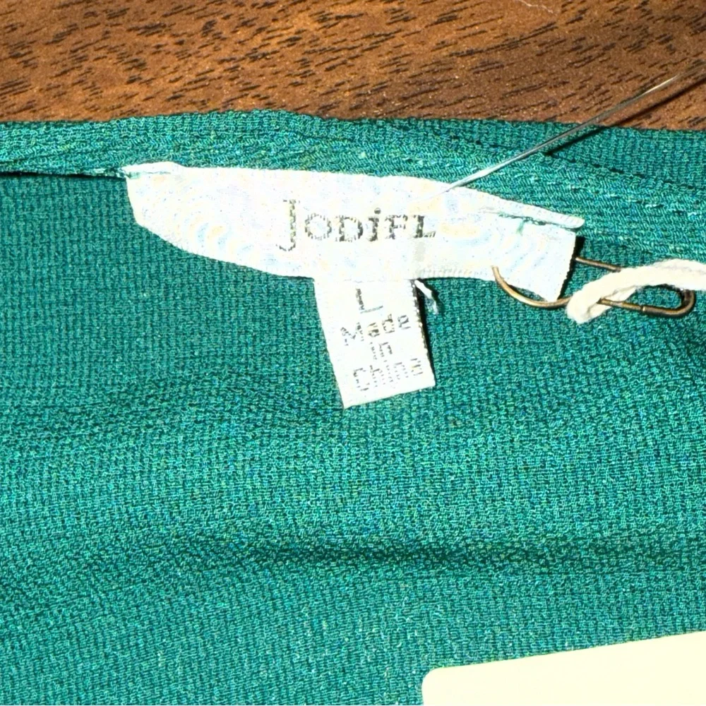 NWT JODIFL Teal V-Neck Blouse Balloon Sleeves Flowy Boho Chic - Picture 5 of 9